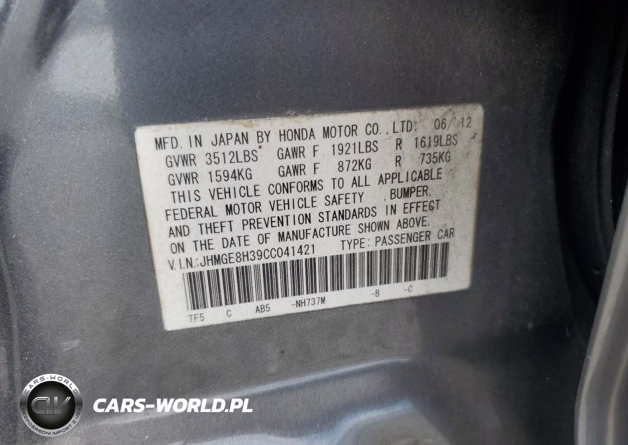 2012 Honda Fit VIN:JHMGE8H39CC041421 - 12