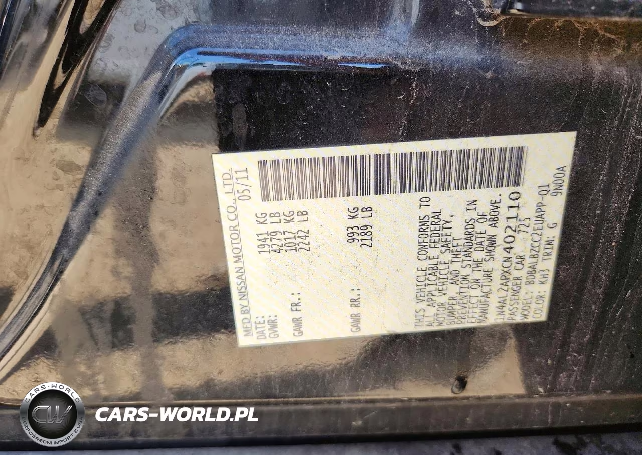 2012 Nissan Altima 2.5 VIN:1N4AL2APXCN402110 - 13