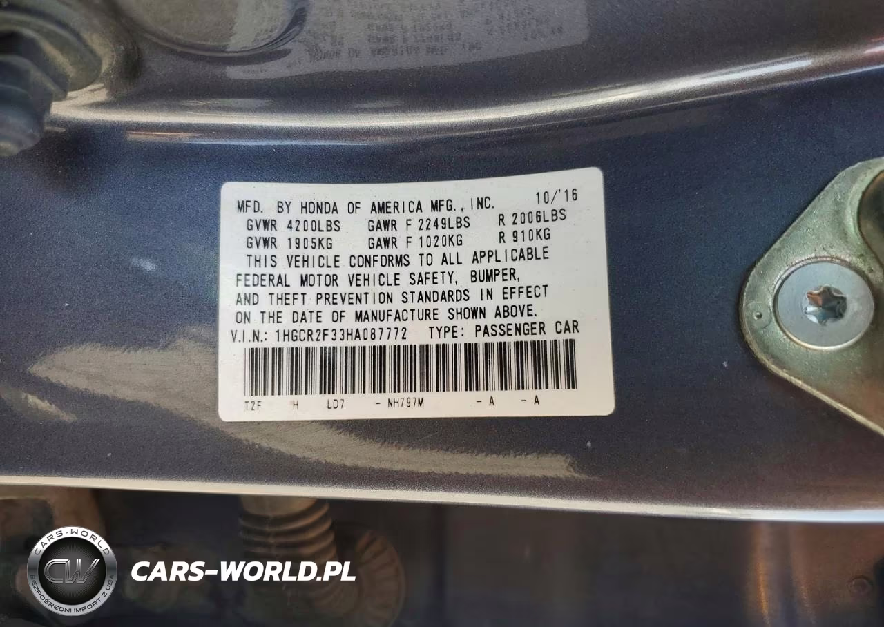 2017 Honda Accord Lx VIN:1HGCR2F33HA087772 - 12