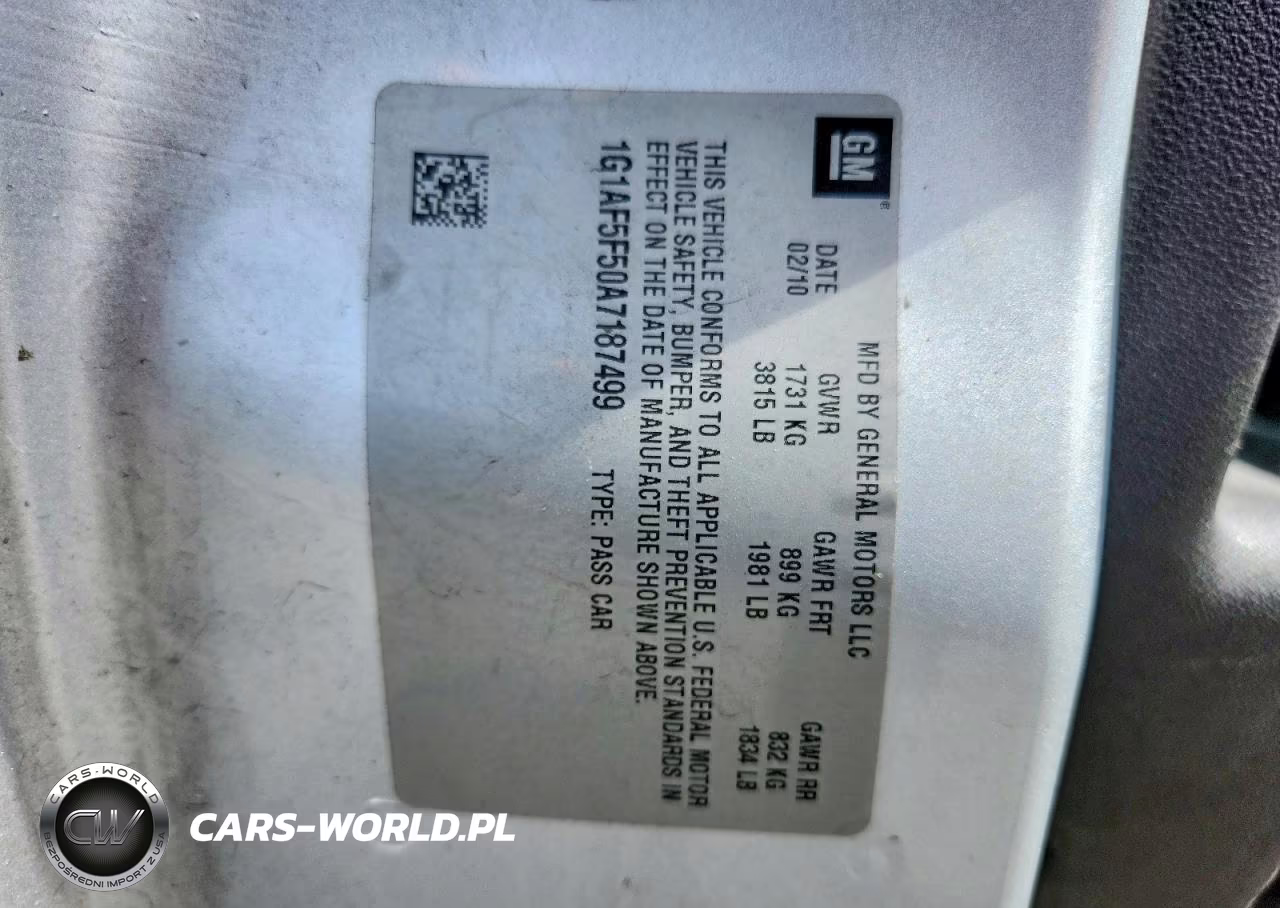 2010 Chevrolet Cobalt 2Lt VIN:1G1AF5F50A7187499 - 12