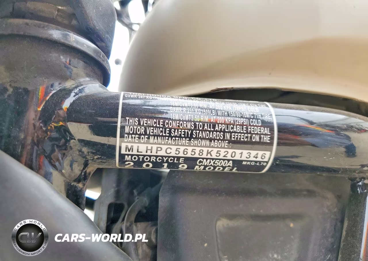 2019 Honda Cmx500 A VIN:MLHPC5658K5201346 - 8