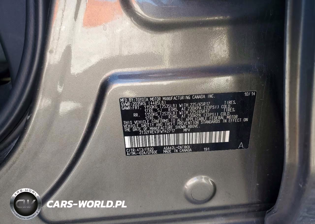 2015 Toyota Rav4 Le VIN:2T3ZFREV3FW142717 - 13