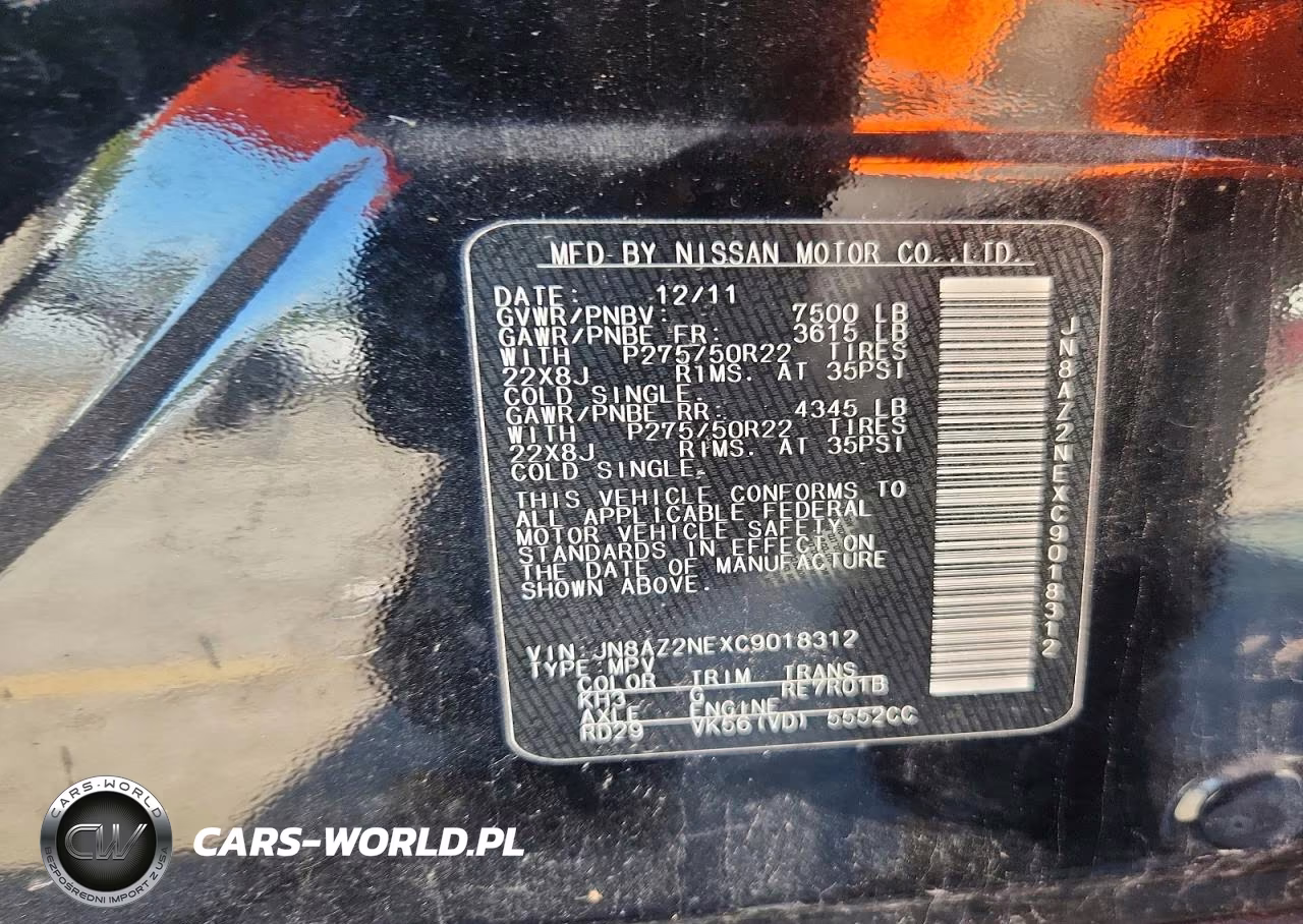 2012 Infiniti Qx56 Base VIN:JN8AZ2NEXC9018312 - 12