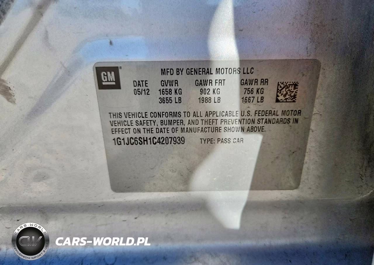 2012 Chevrolet Sonic Lt VIN:1G1JC6SH1C4207939 - 12