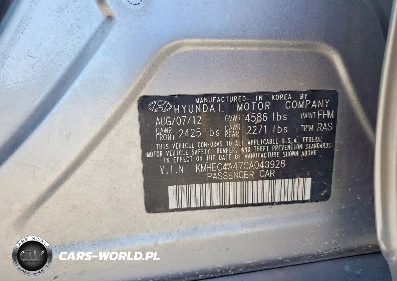 2012 Hyundai Sonata Hybrid VIN:KMHEC4A47CA043928 - 13