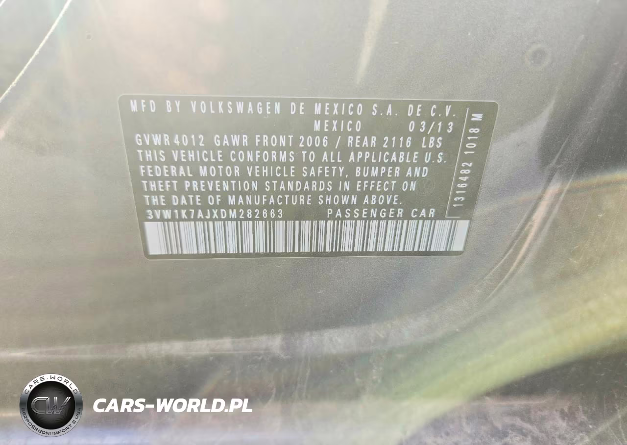 2013 Volkswagen Jetta Base VIN:3VW1K7AJXDM282663 - 12