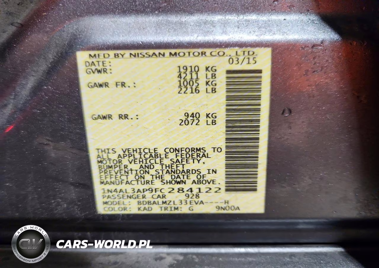 2015 Nissan Altima 2.5 Sv VIN:1N4AL3AP9FC284122 - 13