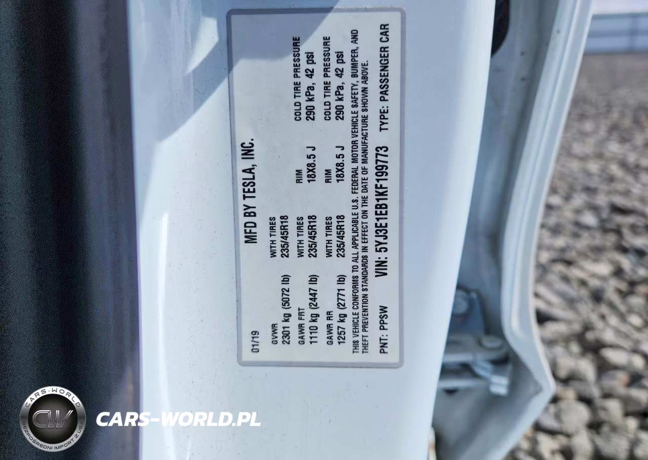 2019 Tesla Model 3 VIN:5YJ3E1EB1KF199773 - 12