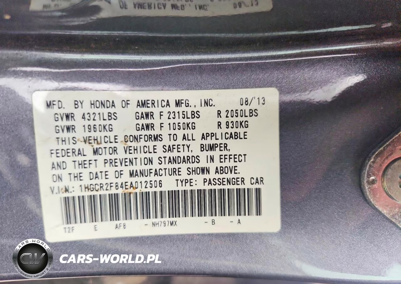2014 Honda Accord Exl VIN:1HGCR2F84EA012506 - 12