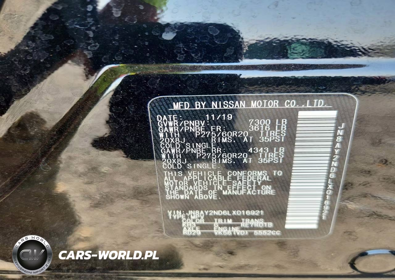 2020 Nissan Armada Sl VIN:JN8AY2ND6LX016921 - 14