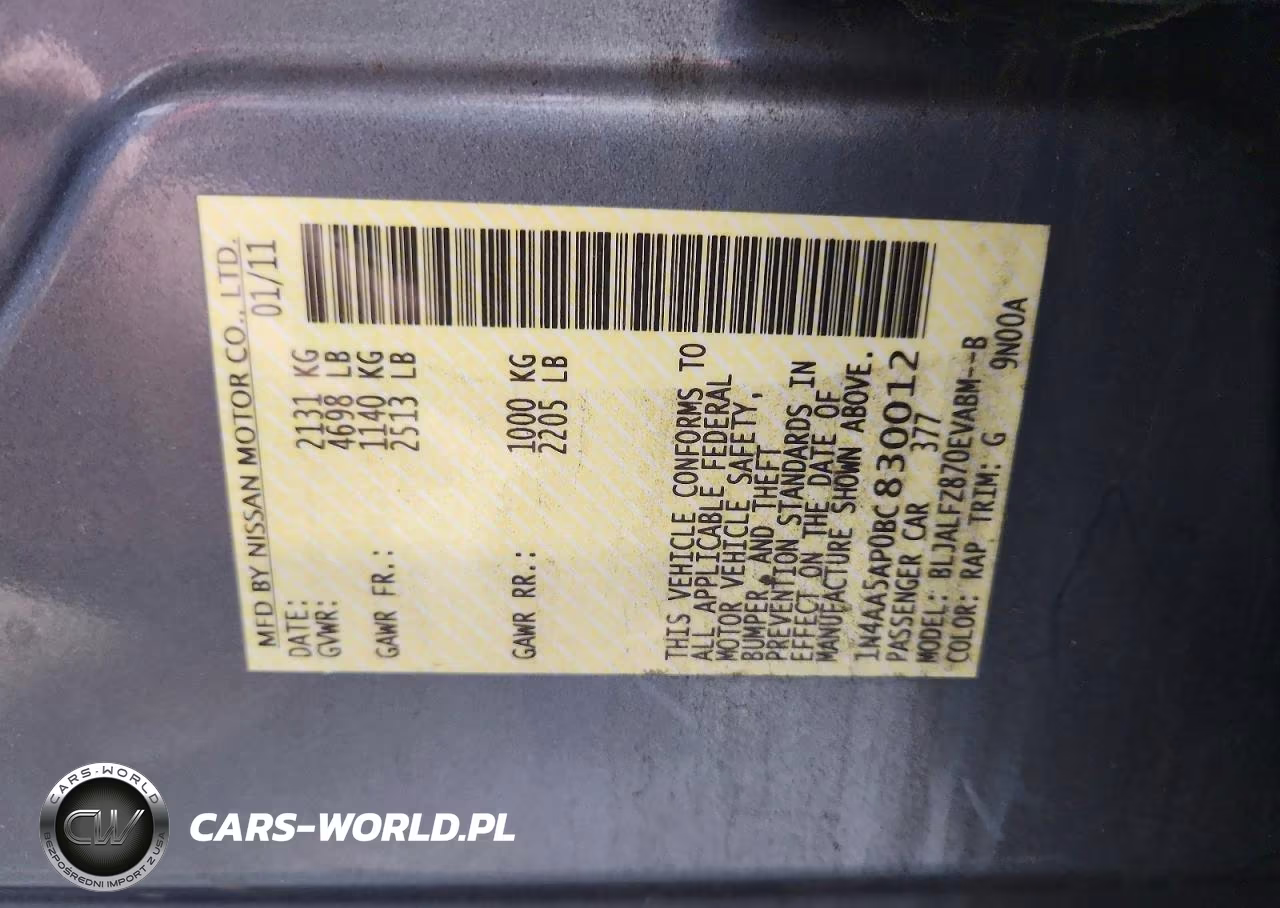 2011 Nissan Maxima 3.5 S VIN:1N4AA5AP0BC830012 - 13