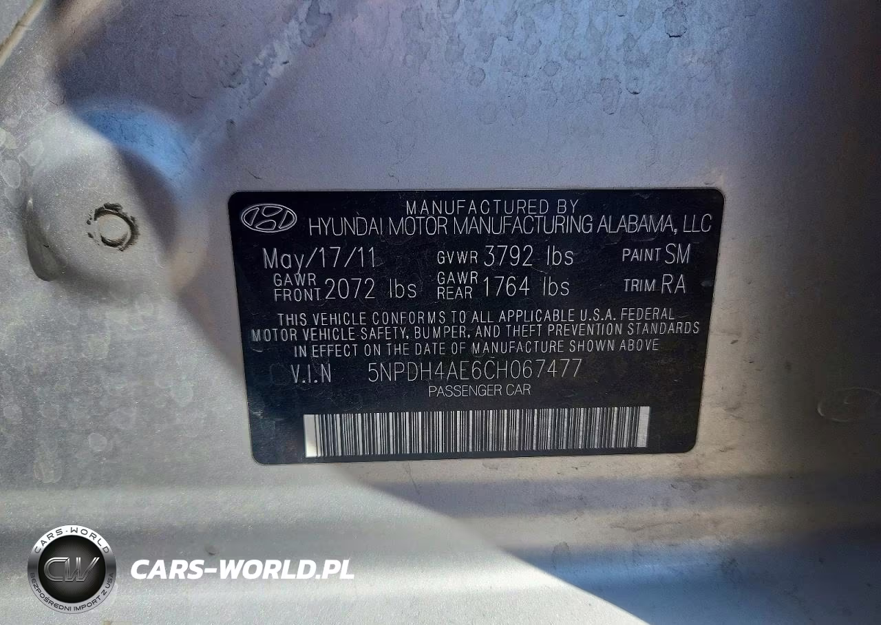 2012 Hyundai Elantra Gls VIN:5NPDH4AE6CH067477 - 12
