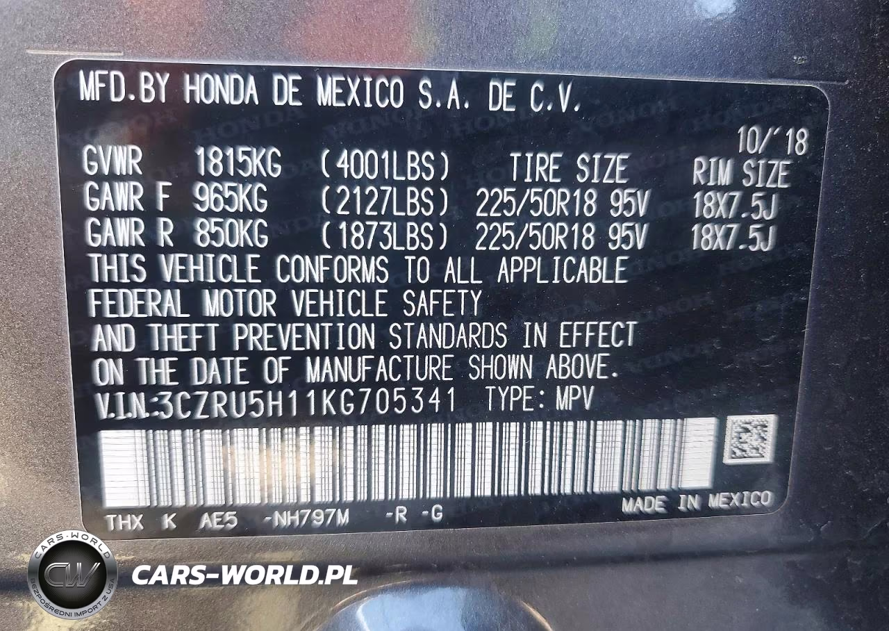 2019 Honda Hr-V Sport VIN:3CZRU5H11KG705341 - 12