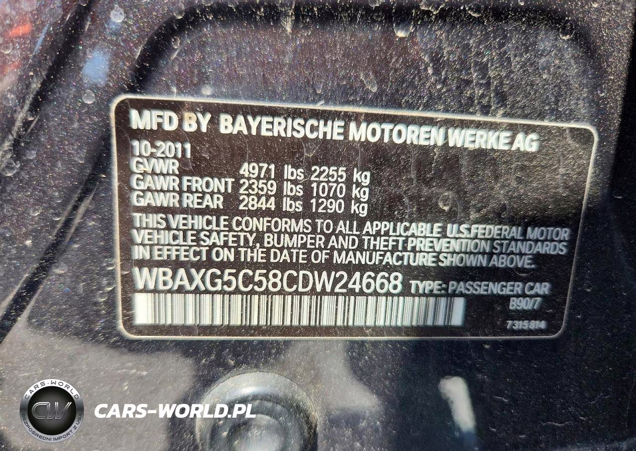 2012 BMW 528 I VIN:WBAXG5C58CDW24668 - 12
