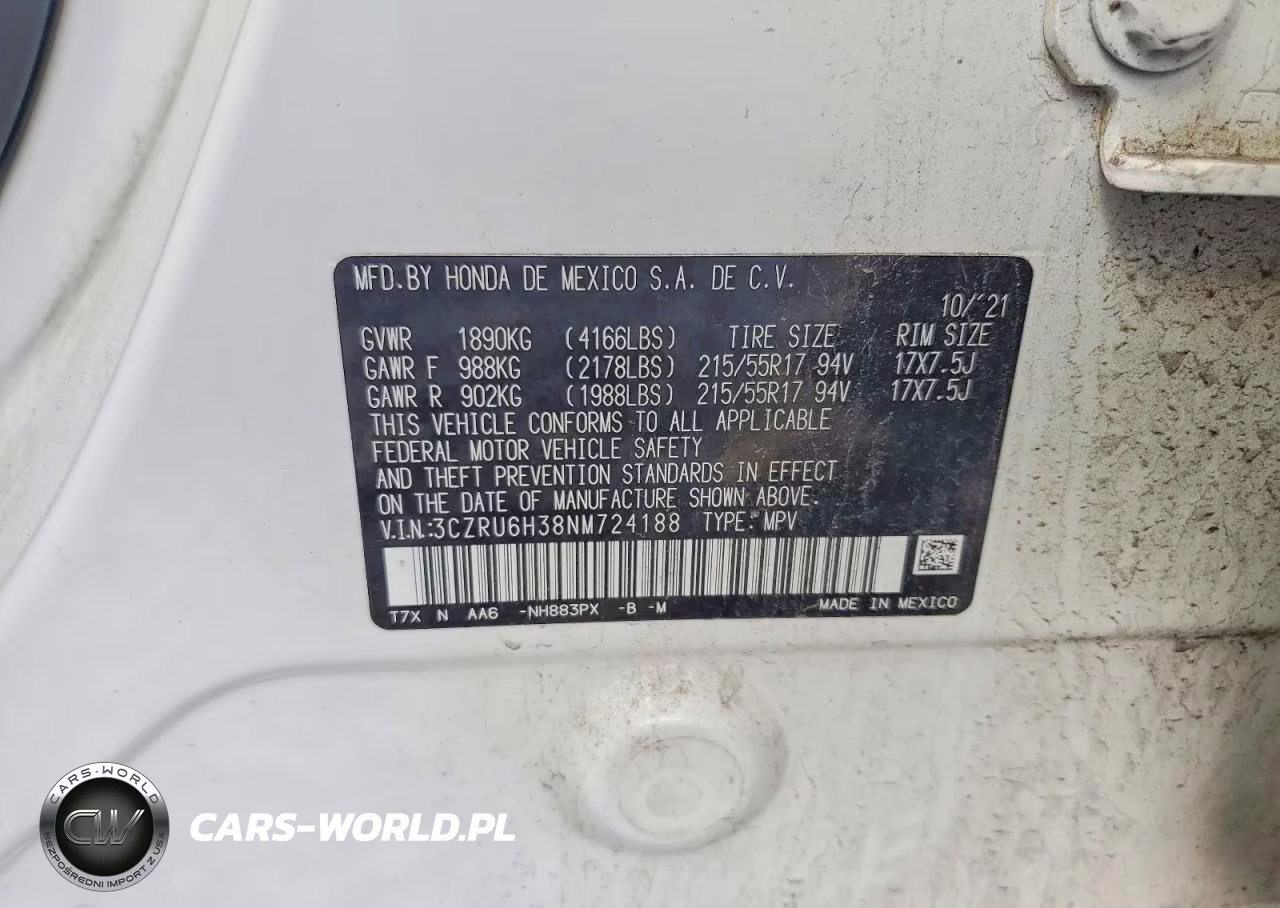 2022 Honda Hr-V Lx VIN:3CZRU6H38NM724188 - 13