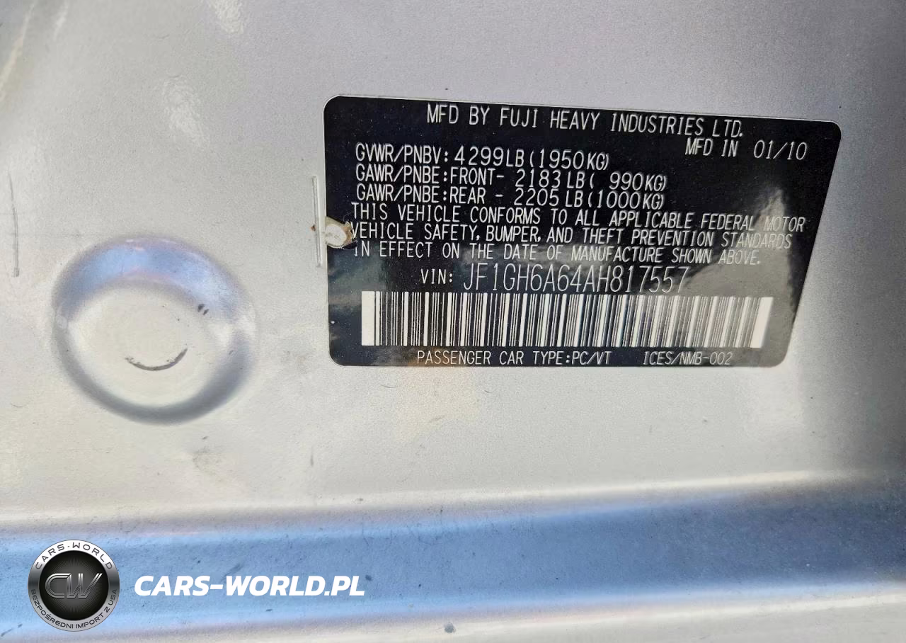 2010 Subaru Impreza 2.5I VIN:JF1GH6A64AH817557 - 12