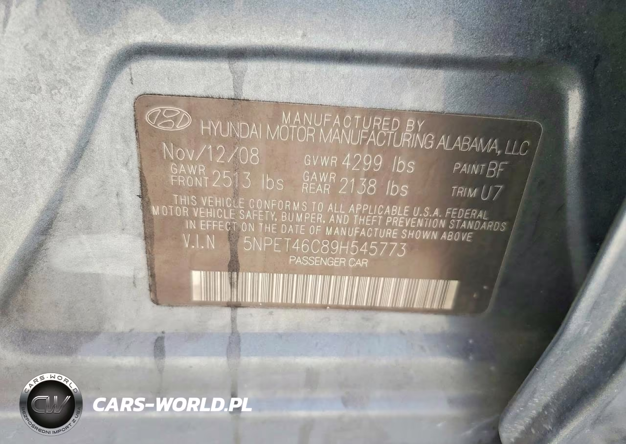 2009 Hyundai Sonata Gls VIN:5NPET46C89H545773 - 12