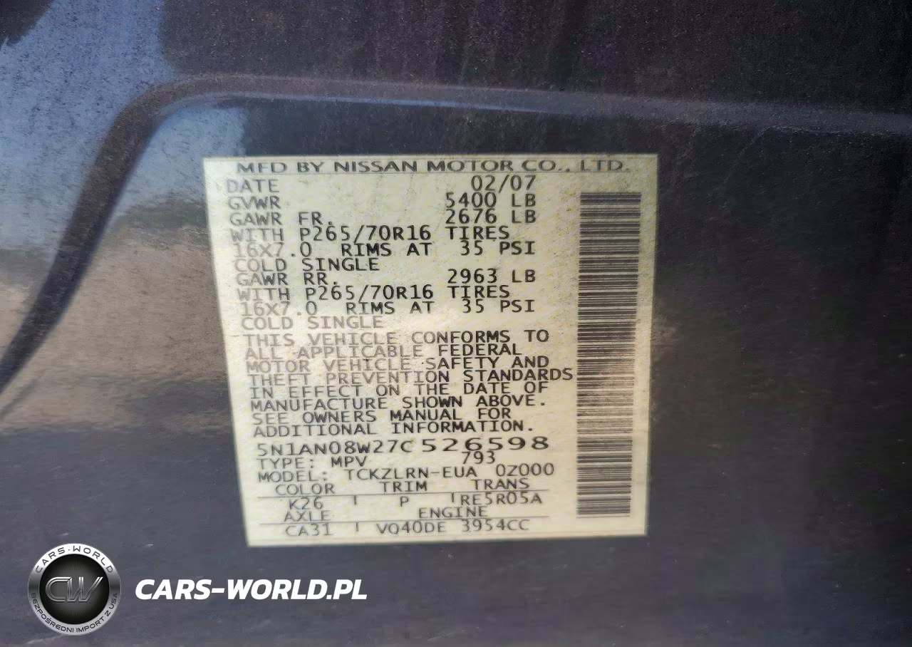 2007 Niss Xterra VIN:5N1AN08W27C526598 - 13