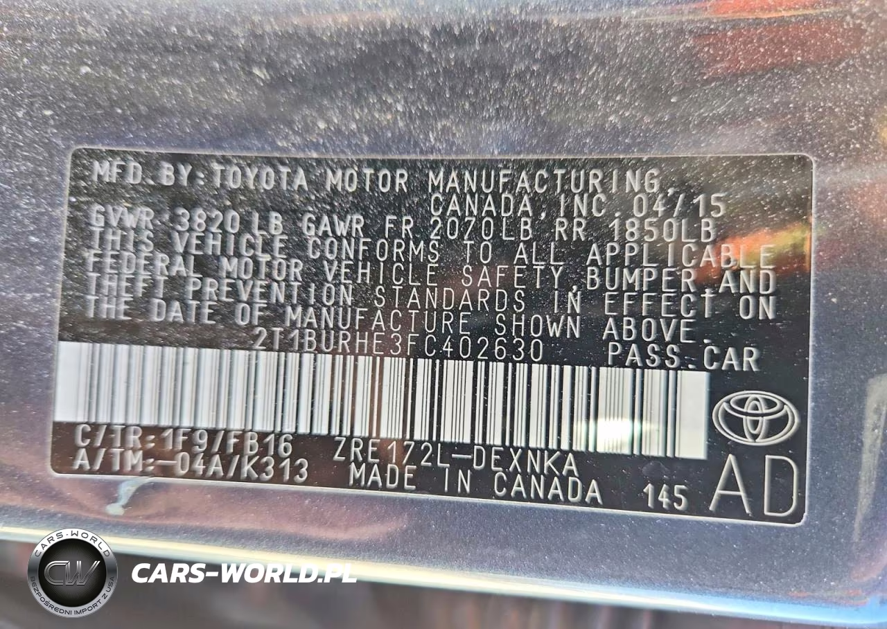 2015 Toyota Corolla Le VIN:2T1BURHE3FC402630 - 12