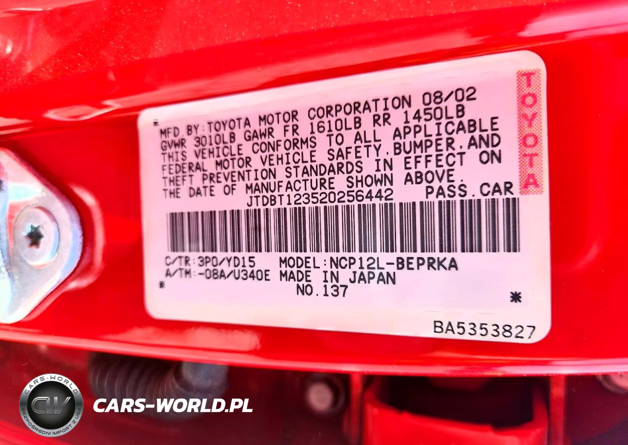 2002 Toyota Echo Base VIN:JTDBT123520256442 - 12