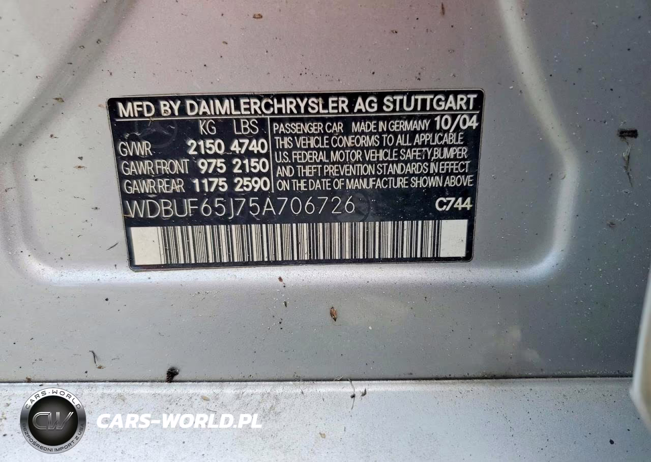 2005 Mercedes-Benz E 320 VIN:WDBUF65J75A706726 - 12