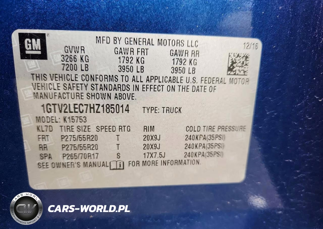 2017 GMC Sierra K1500 VIN:1GTV2LEC7HZ185014 - 12