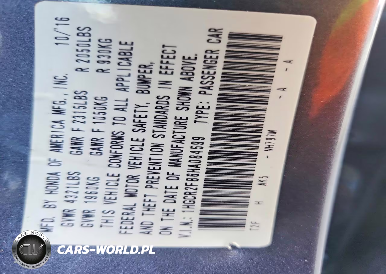 2017 Honda Accord Exl VIN:1HGCR2F86HA084599 - 13