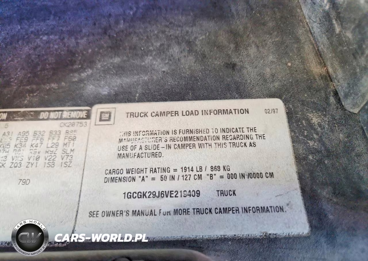 1997 Chevrolet Gmt-400 K2500 VIN:1GCGK29J6VE219409 - 12