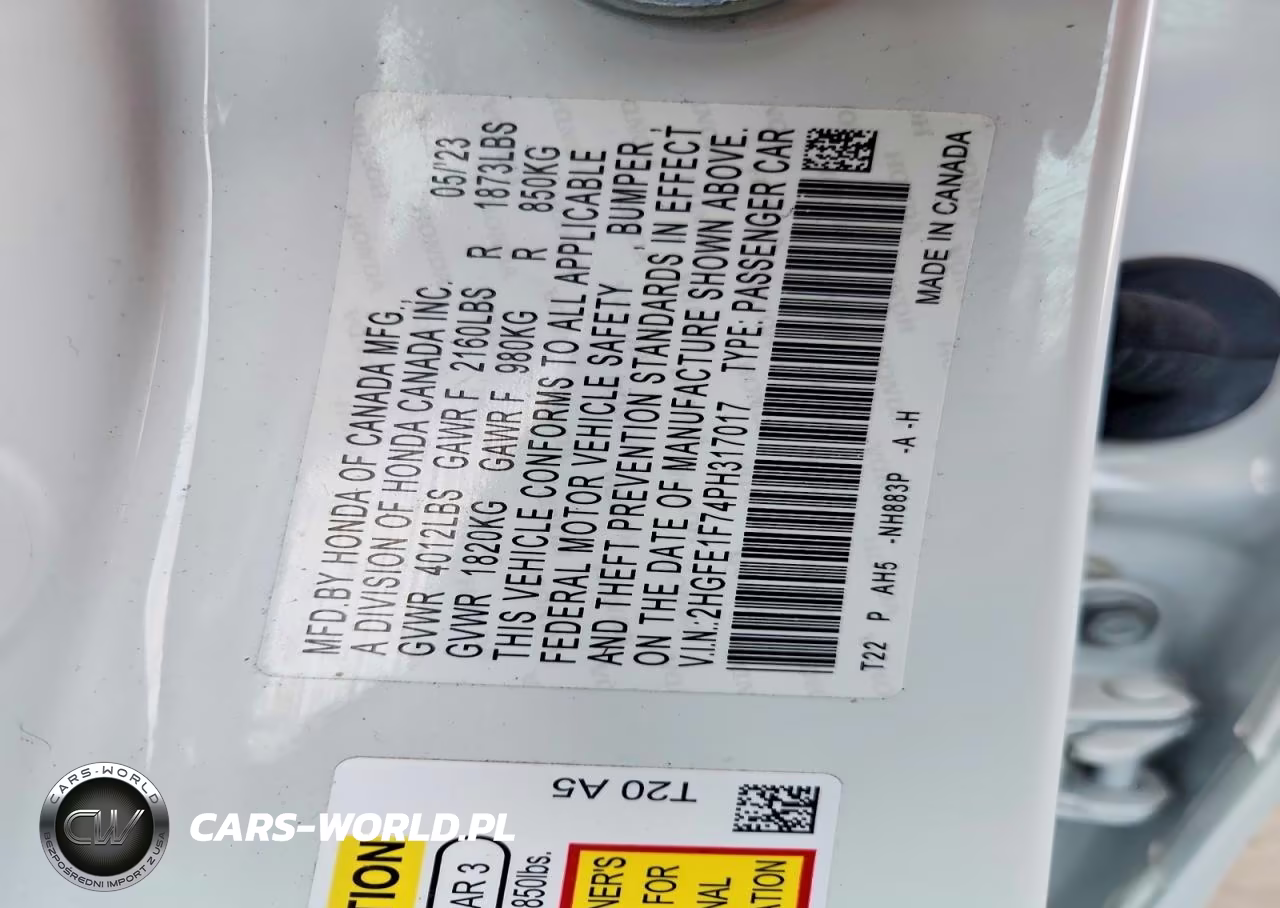 2023 Honda Civic Ex VIN:2HGFE1F74PH317017 - 12