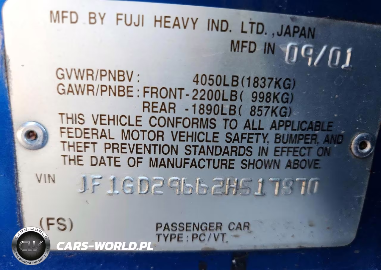 2002 Subaru Impreza Wrx VIN:JF1GD29662H517870 - 12