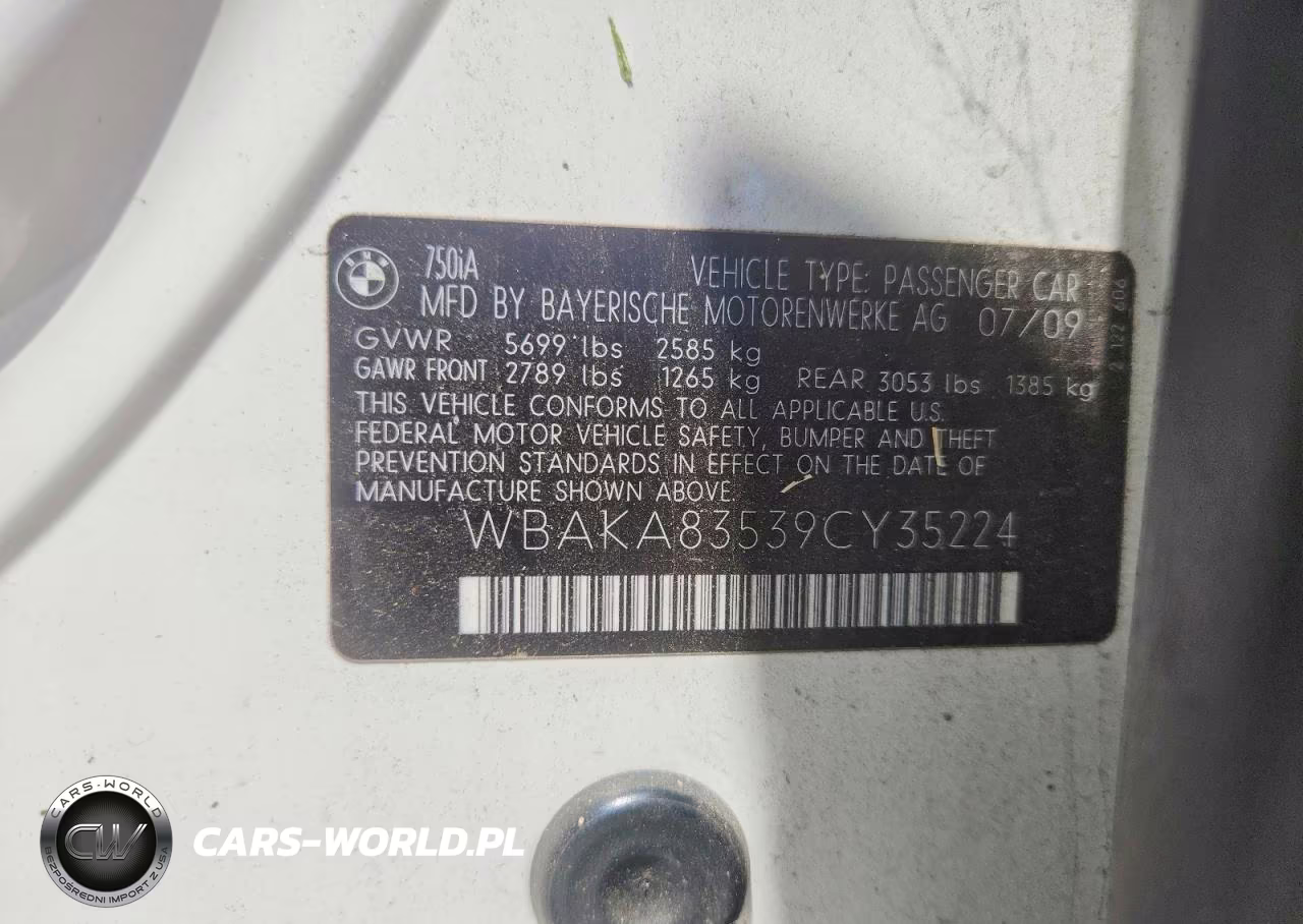 2009 BMW 750 I VIN:WBAKA83539CY35224 - 13