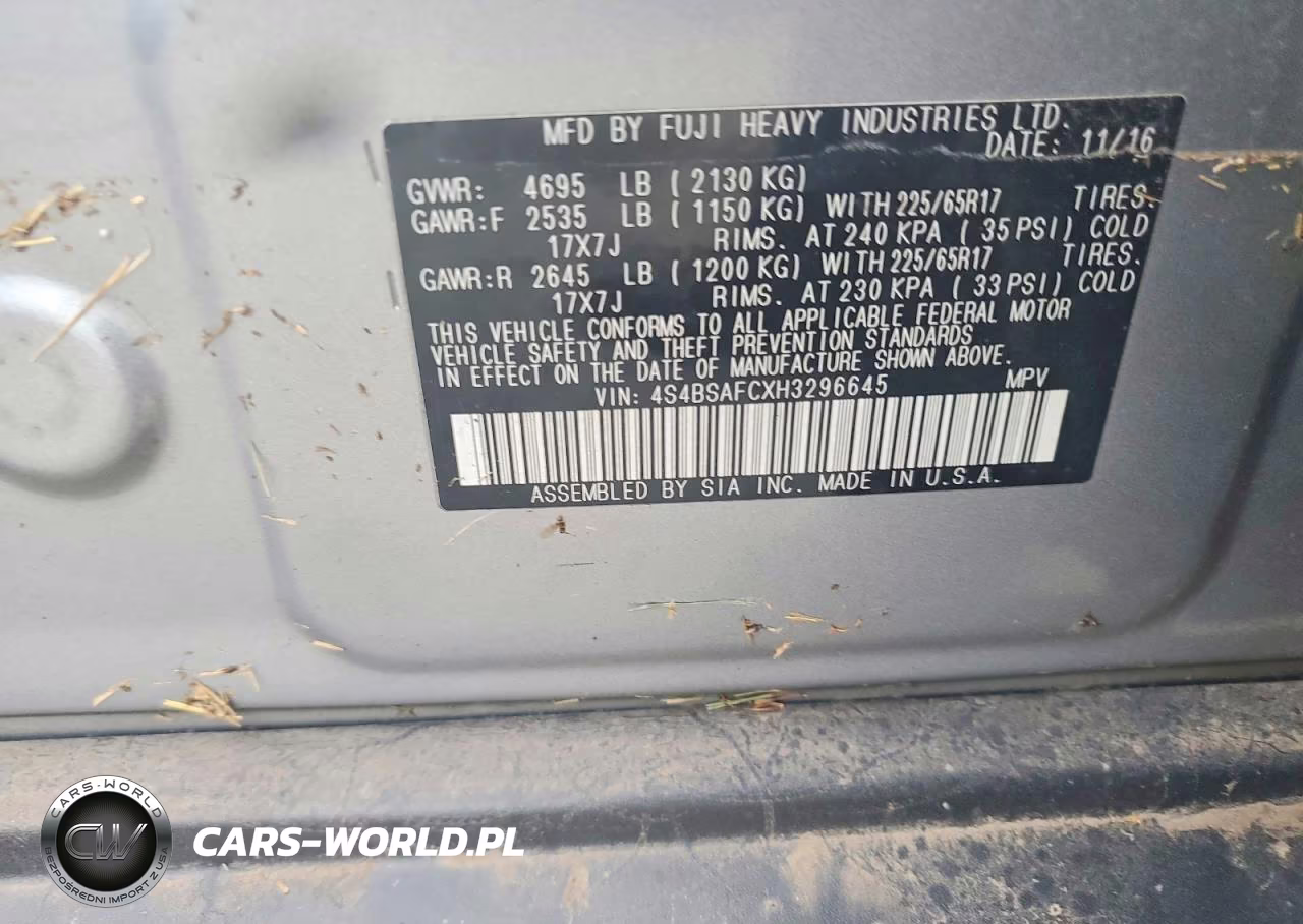 2017 Subaru Outback 2.5I Premium VIN:4S4BSAFCXH3296645 - 13