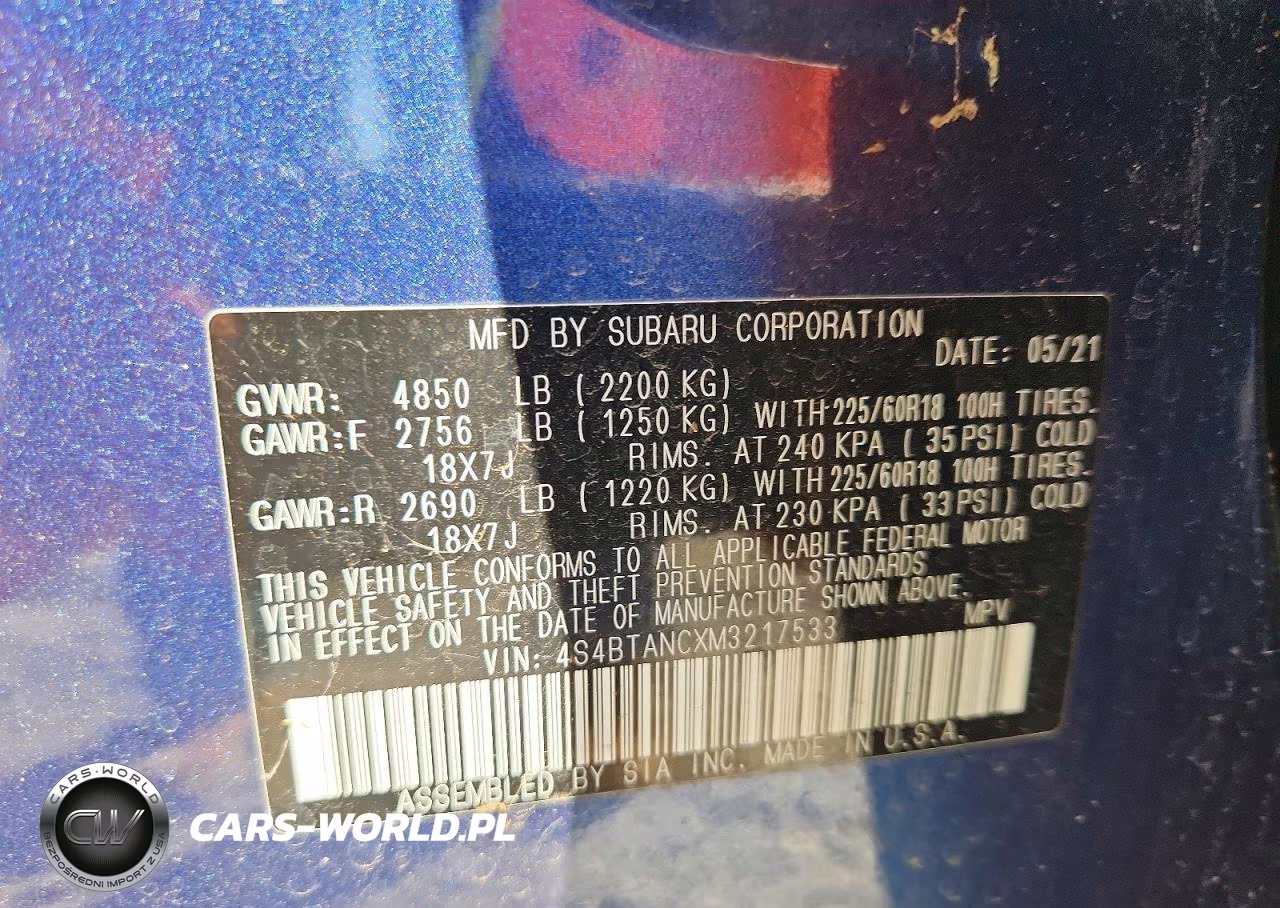 2021 Subaru Outback Limited VIN:4S4BTANCXM3217533 - 12