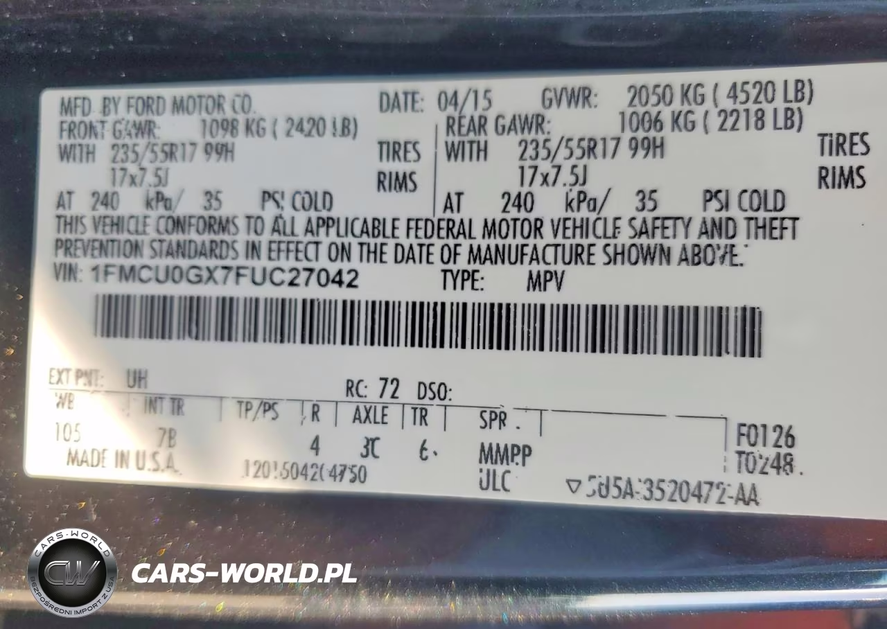 2015 Ford Escape Se VIN:1FMCU0GX7FUC27042 - 13