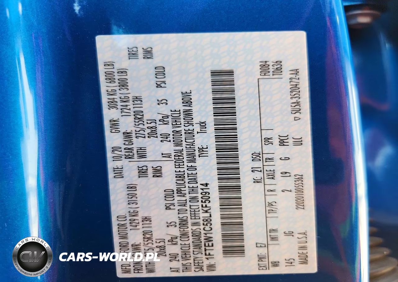 2020 Ford F150 Supercrew VIN:1FTEW1C58LKF50914 - 12