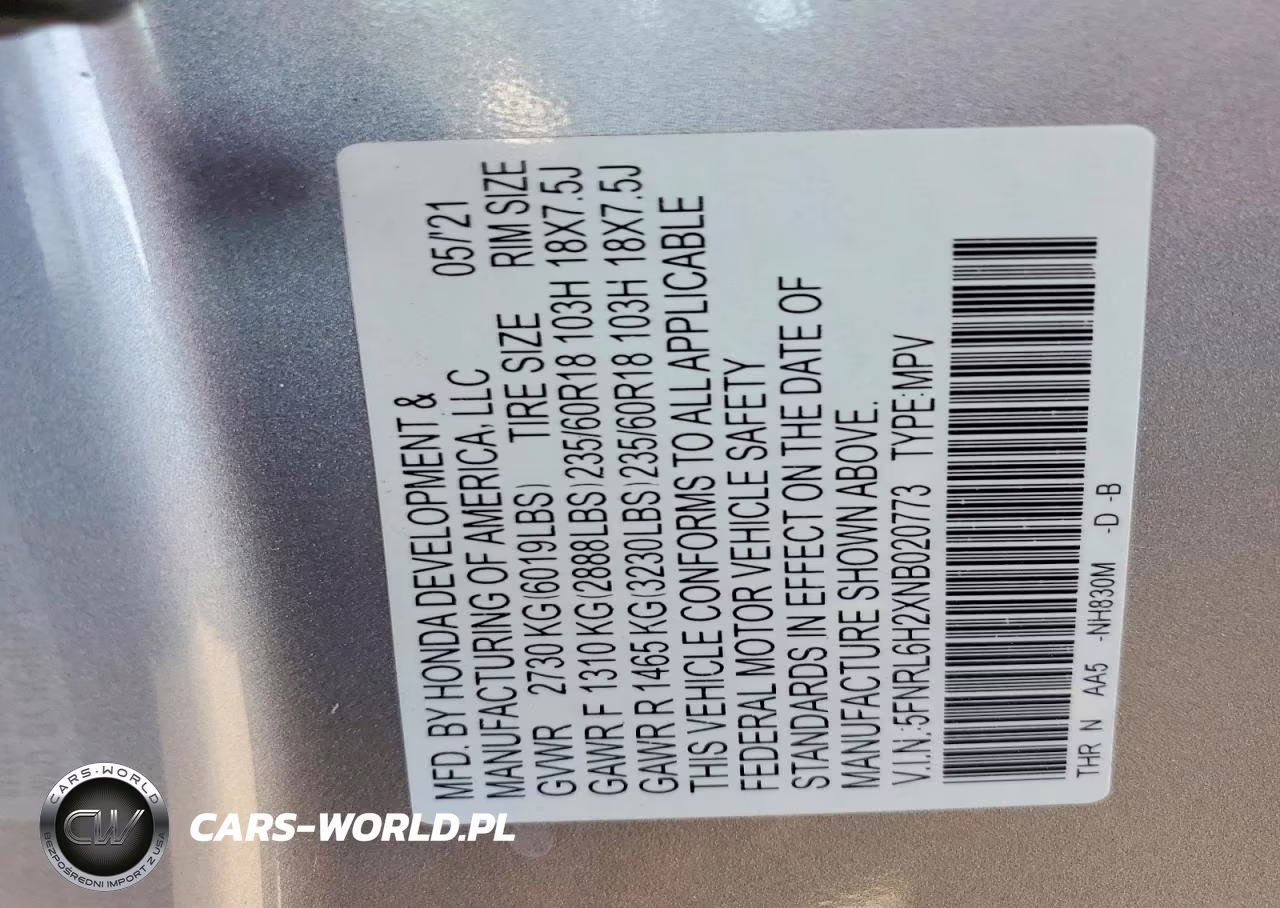 2022 Honda Odyssey Lx VIN:5FNRL6H2XNB020773 - 13