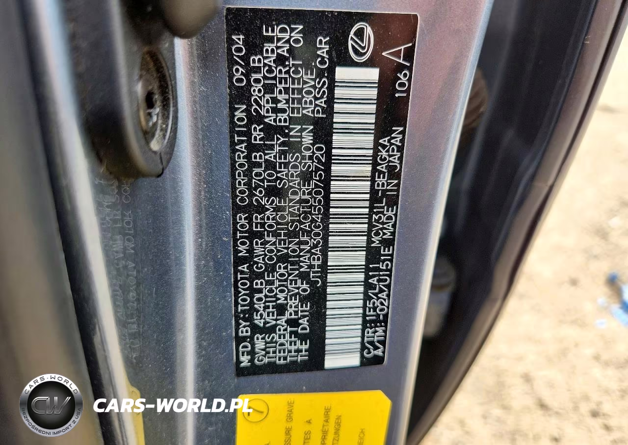 2005 Lexus Es VIN:JTHBA30G455075720 - 12