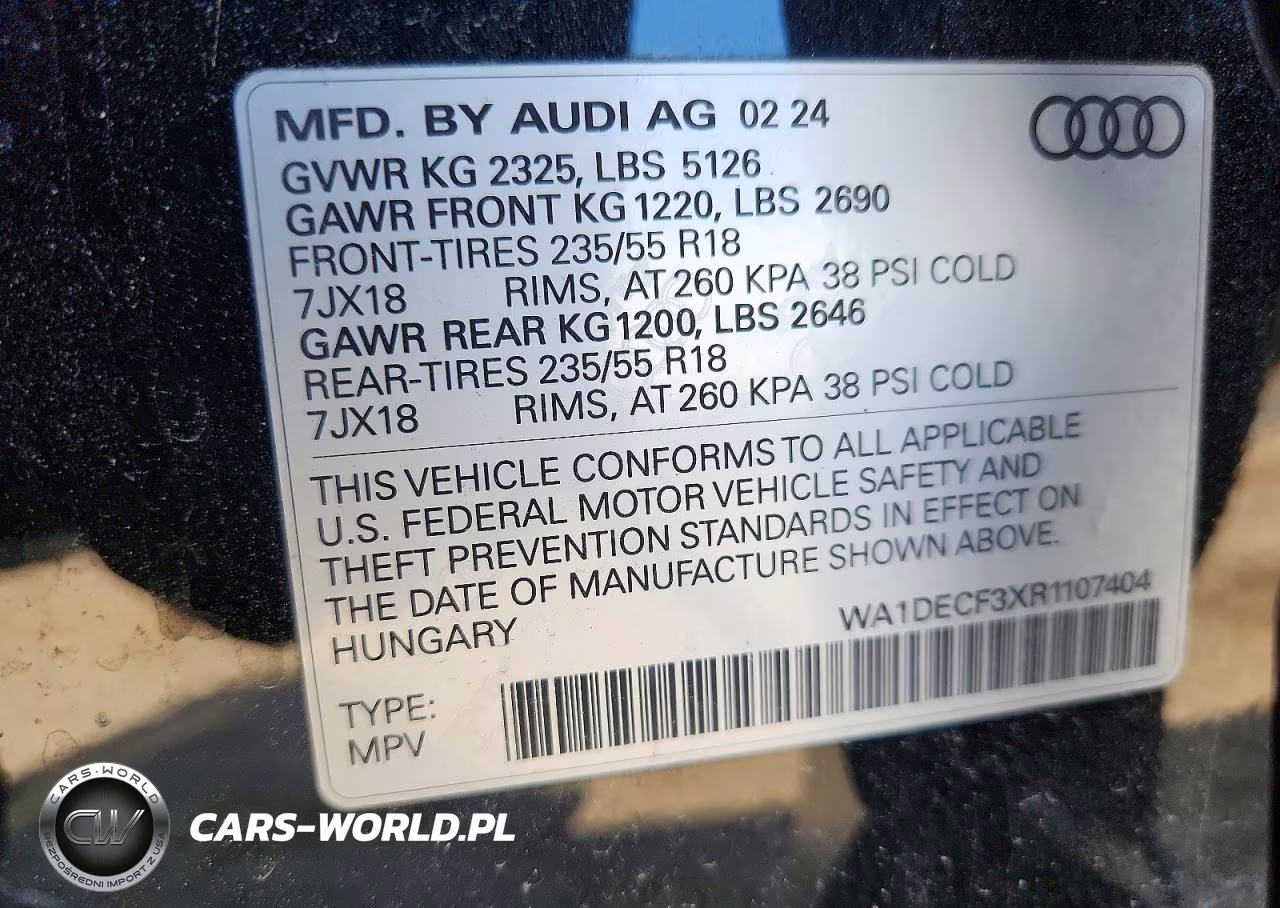 2024 Audi Q3 Premium S Line 45 VIN:WA1DECF3XR1107404 - 13