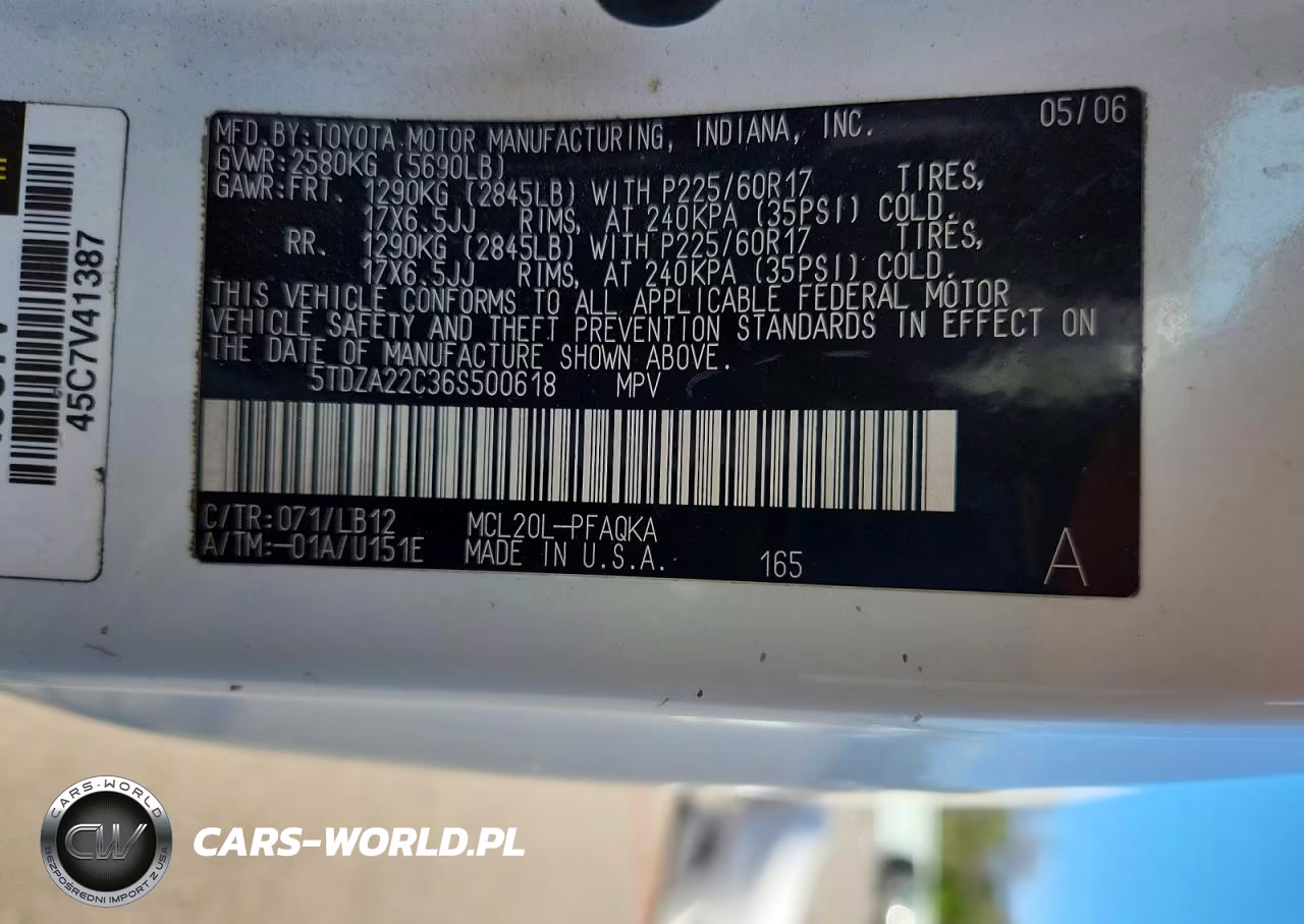 2006 Toyota Sienna Xle 7 Passenger VIN:5TDZA22C36S500618 - 14