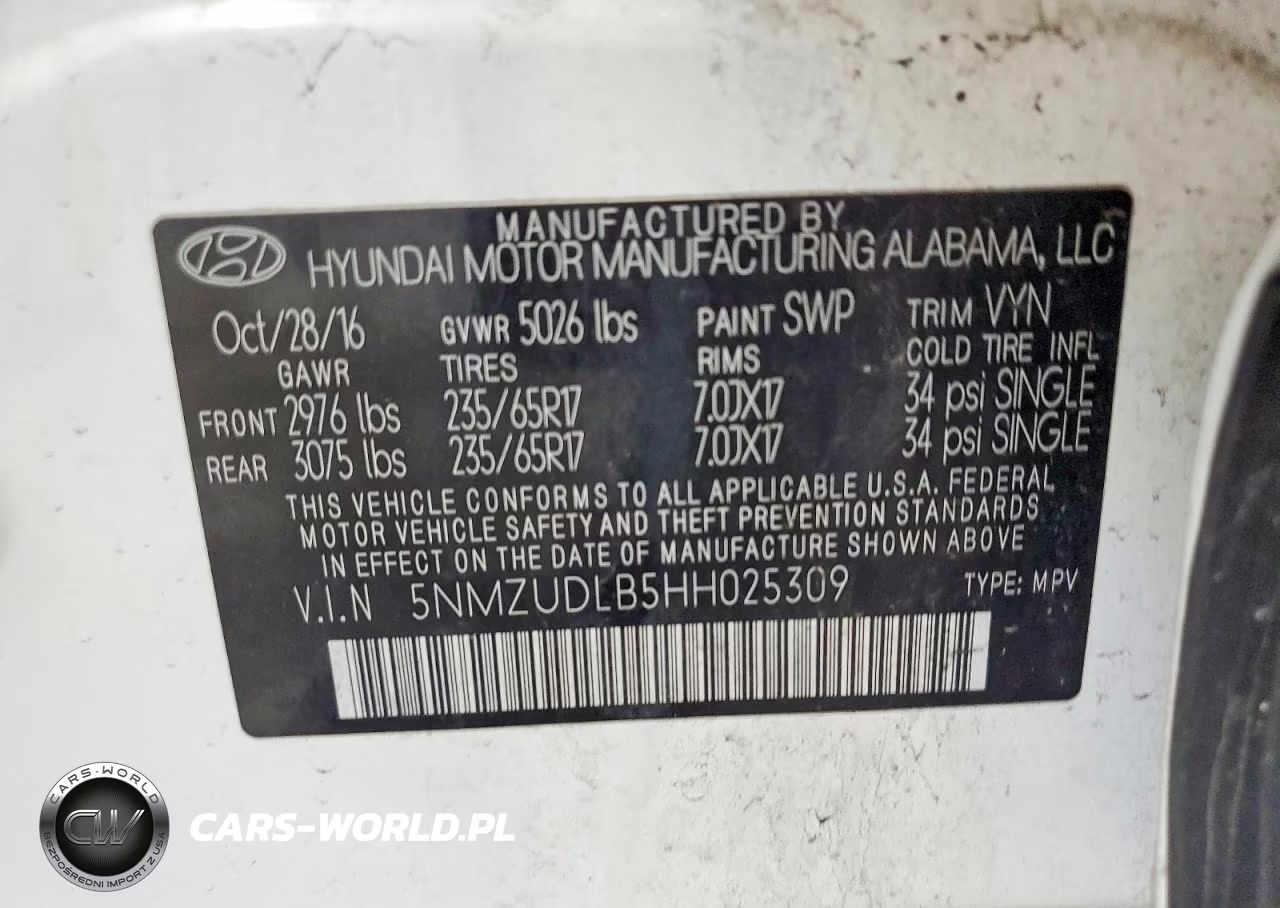 2017 Hyundai Santa Fe Sport 2.4L VIN:5NMZUDLB5HH025309 - 13