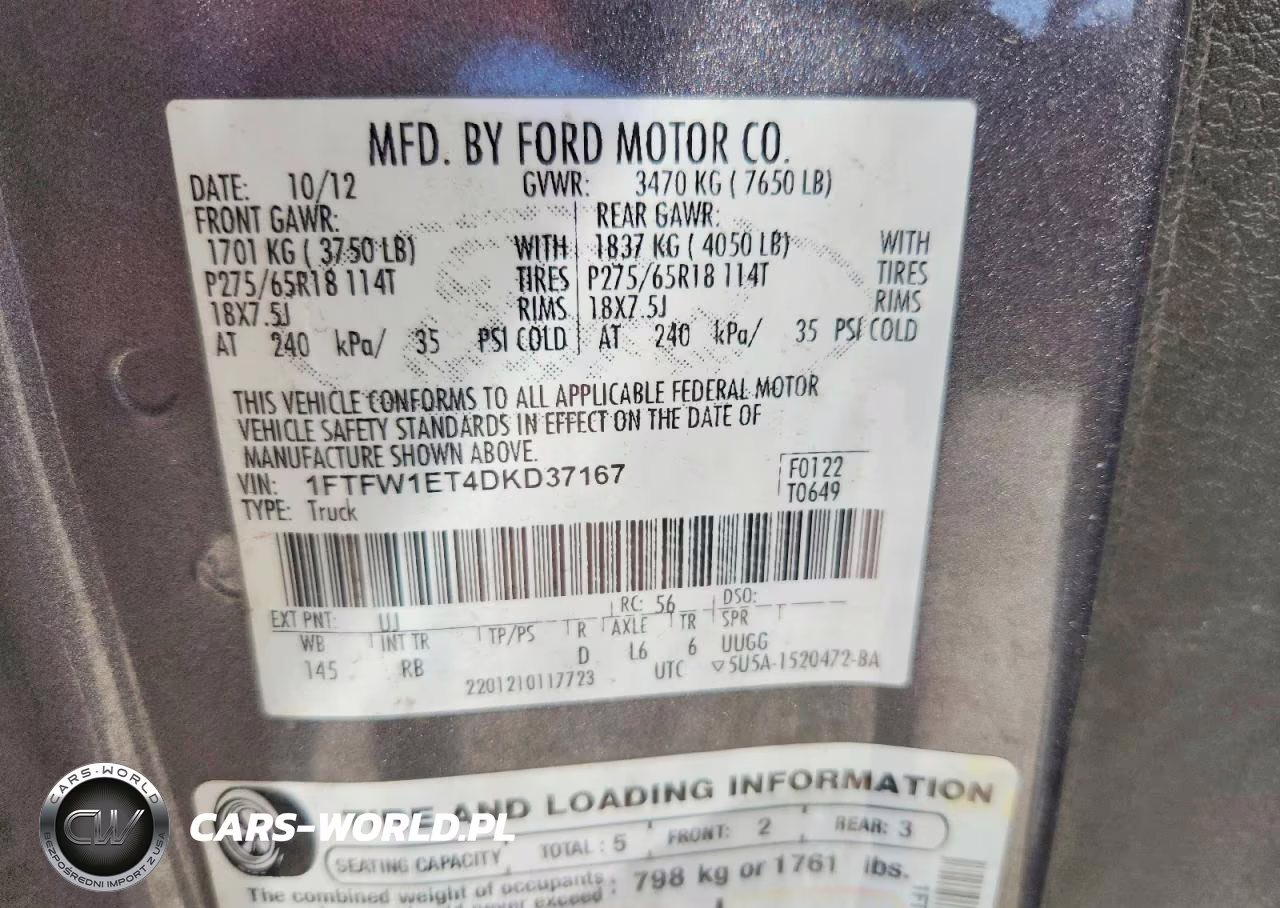 2013 Ford F150 Supercrew VIN:1FTFW1ET4DKD37167 - 12