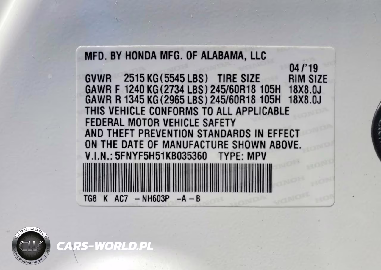 2019 Honda Pilot Exl VIN:5FNYF5H51KB035360 - 13