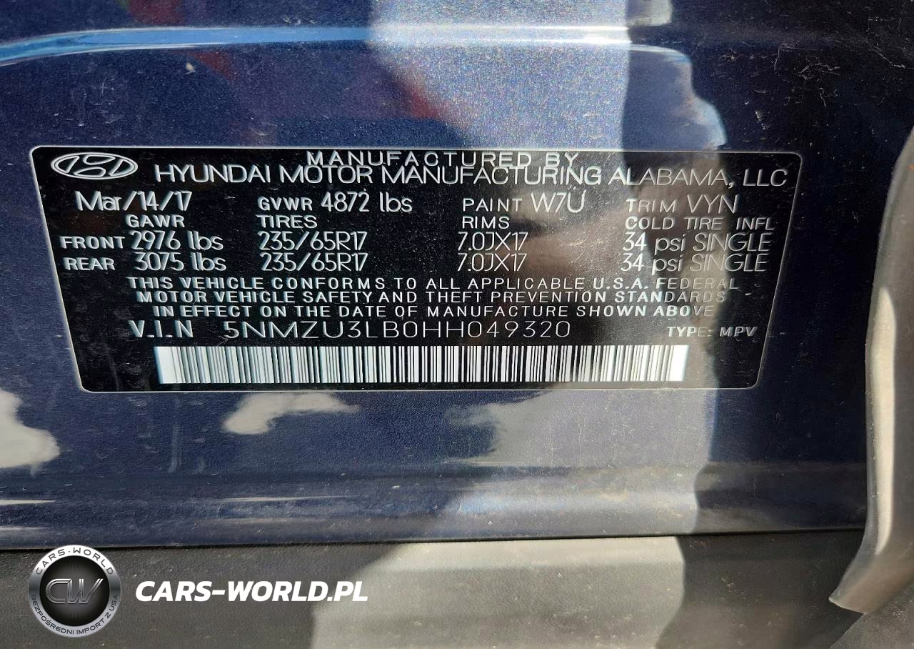2017 Hyundai Santa Fe Sport 2.4L VIN:5NMZU3LB0HH049320 - 14