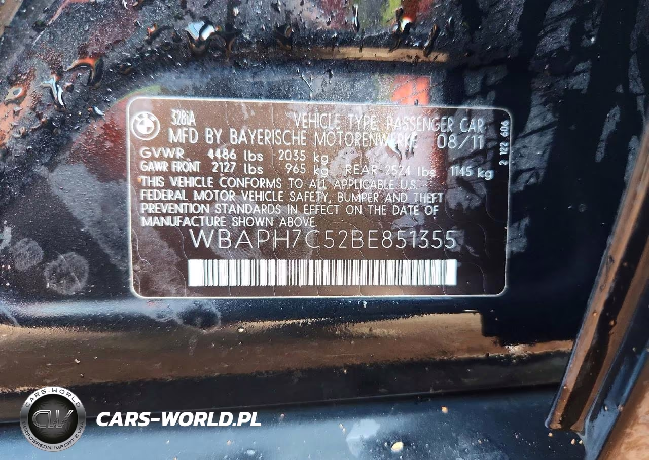 2011 BMW 328 I VIN:WBAPH7C52BE851355 - 12
