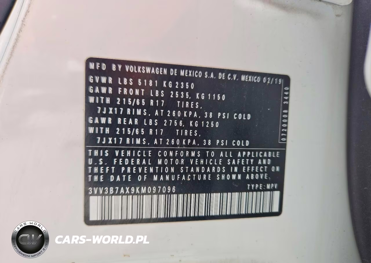 2019 Volkswagen Tiguan Se VIN:3VV3B7AX9KM097096 - 13