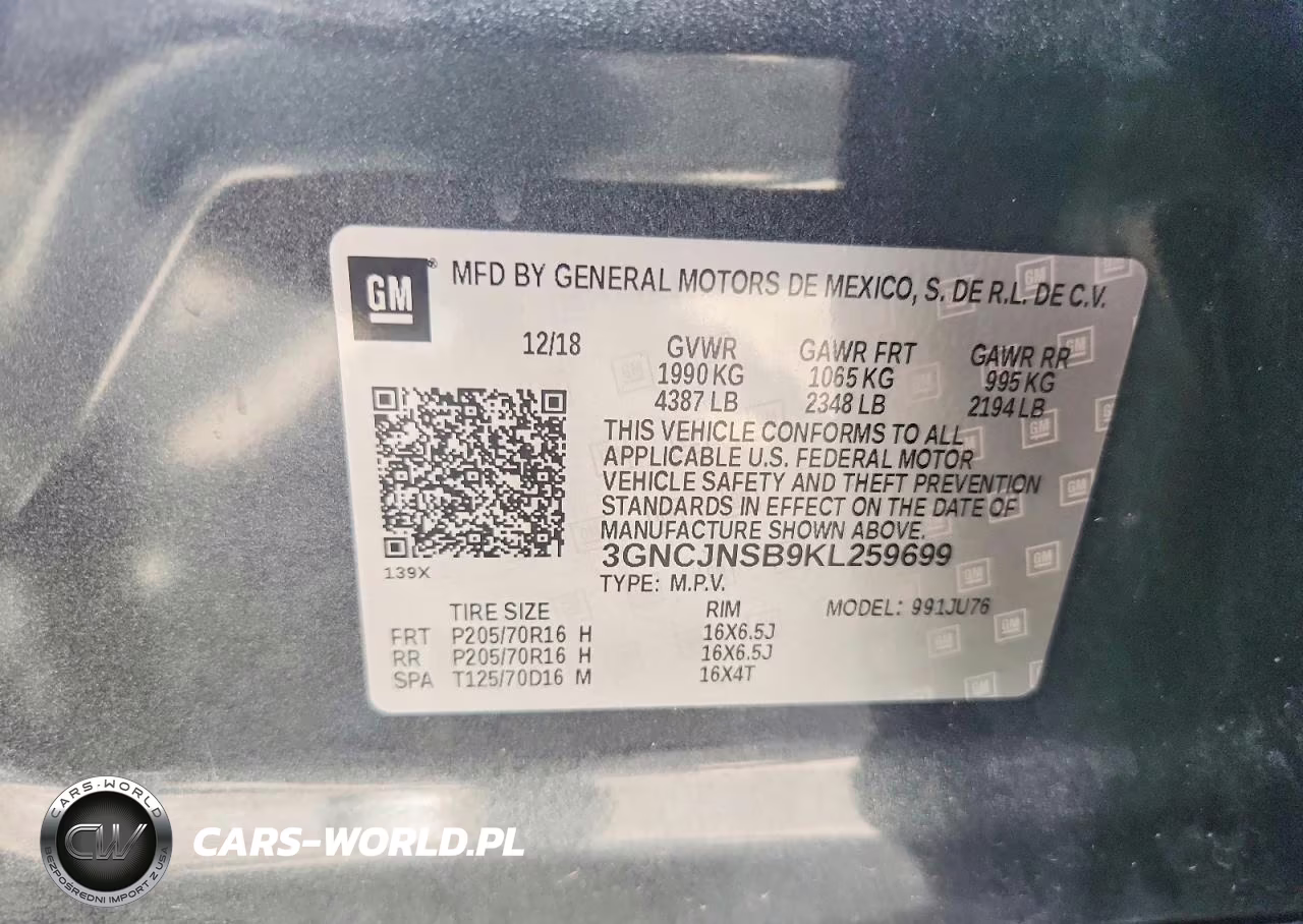 2019 Chevrolet Trax Ls VIN:3GNCJNSB9KL259699 - 13