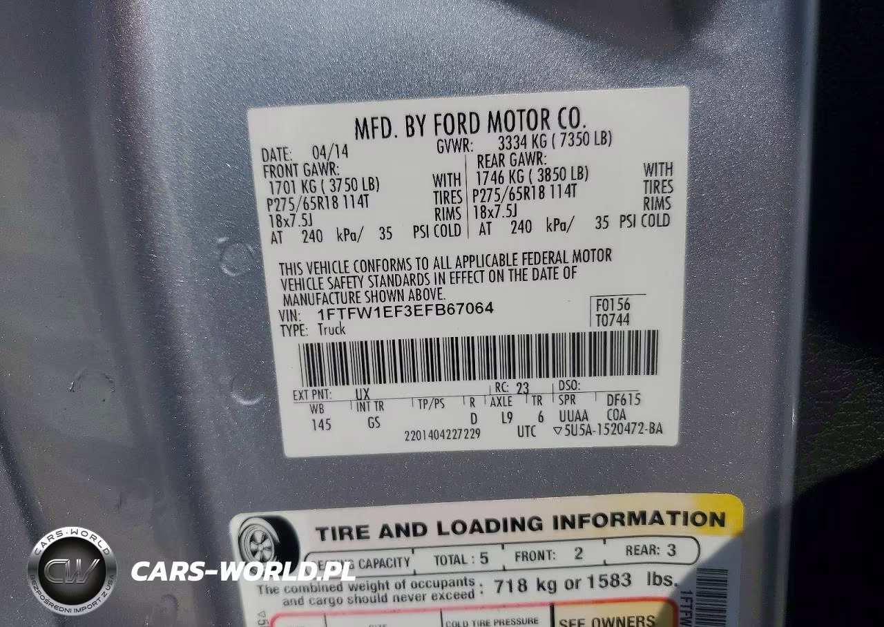2014 Ford F150 Supercrew VIN:1FTFW1EF3EFB67064 - 12