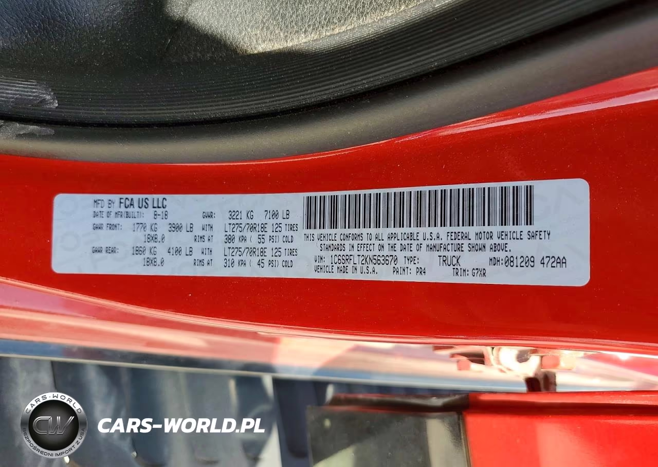 2019 Ram 1500 Rebel VIN:1C6SRFLT2KN563670 - 12