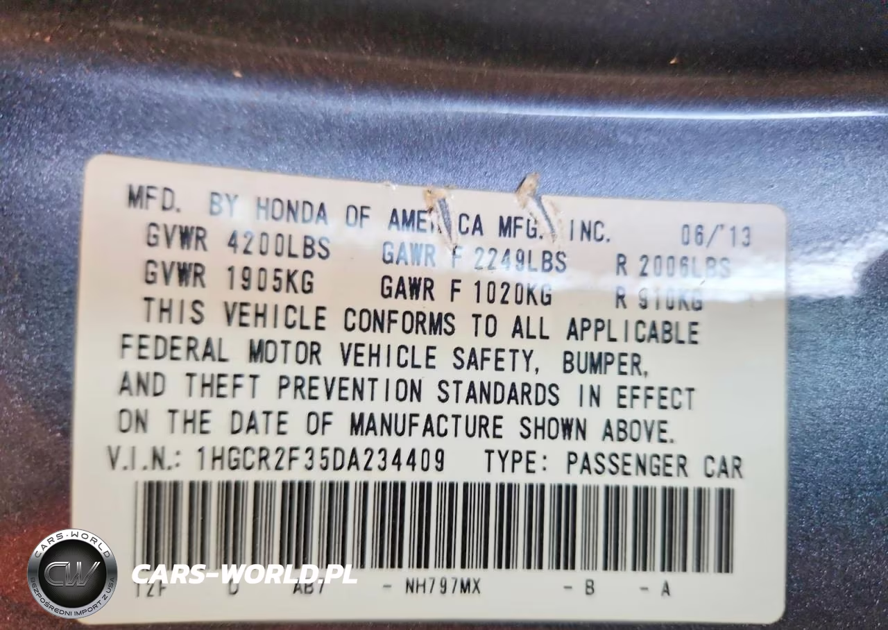 2013 Honda Accord Lx VIN:1HGCR2F35DA234409 - 12