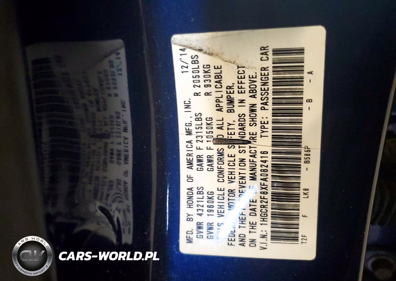 2015 Honda Accord Exl VIN:1HGCR2F8XFA082416 - 12